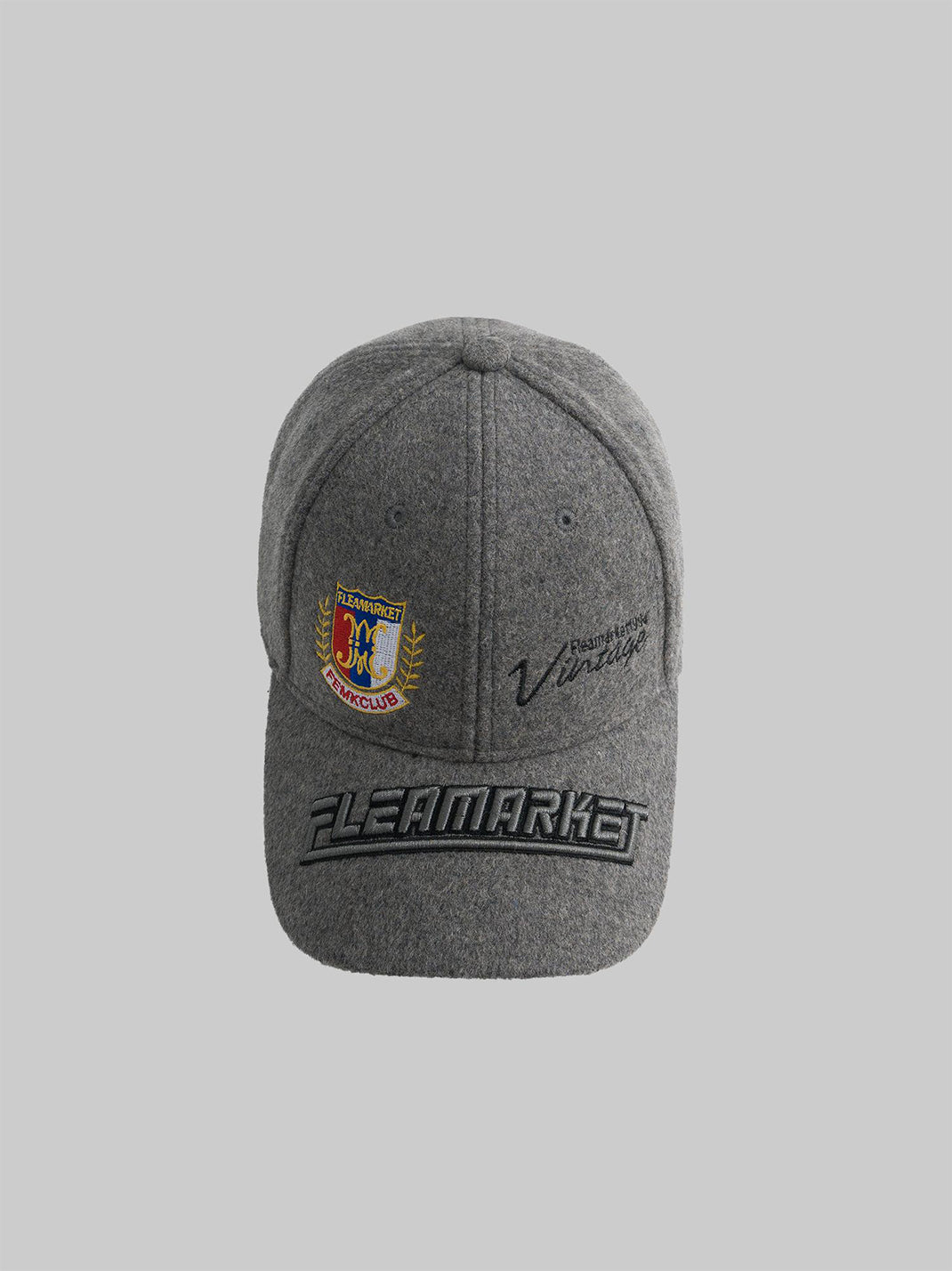 FLEAMARKET | Woolen Crest Curve Brim Cap-Grey - PSYLOS 1, FLEAMARKET | Woolen Crest Curve Brim Cap-Grey, Hats, FLEAMARKET, PSYLOS 1